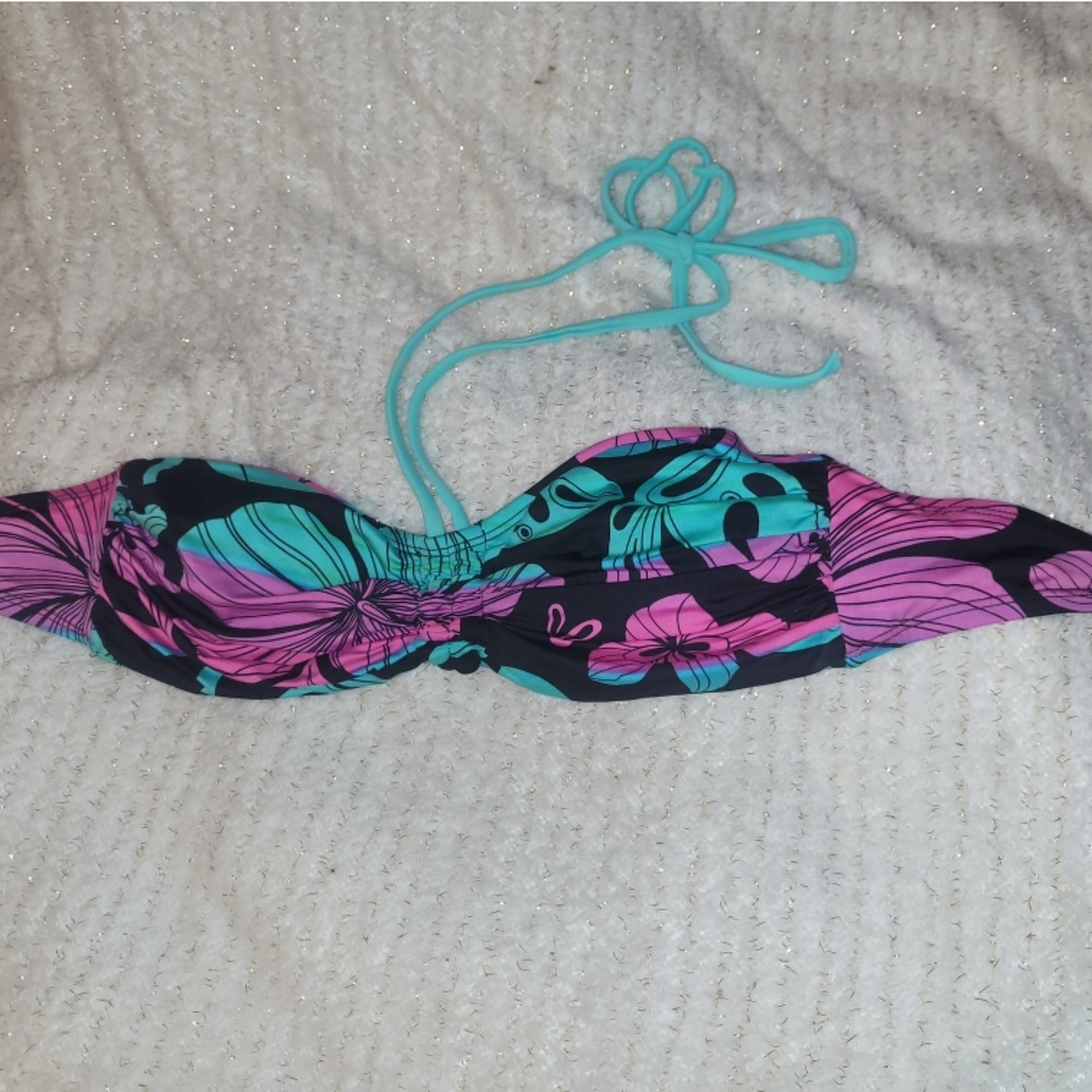 Xhilaration Teal and Pink Bikini Top